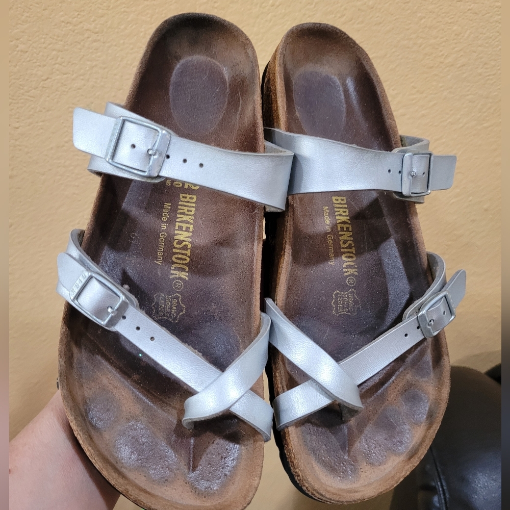 Birkenstock Silver Double-Strap Sandals